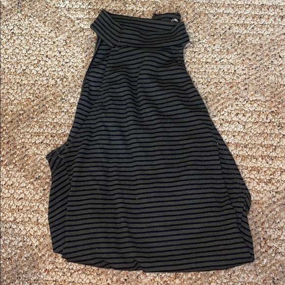 OLIVE GREEN AND BLACK STRIPED HIGH MECK BODYSUIT - Picture 1 of 1